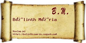 Bálinth Mária névjegykártya